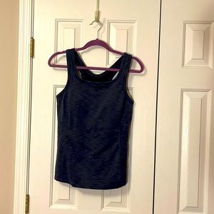 Prana fitted, double rib performance Becksa Tank in Midnight Dew Heather, Medium